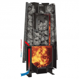 Дровяная банная печь GrillD Cometa 180 Vega Window Stone Pro, серпентинит