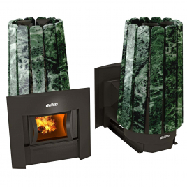Дровяная банная печь GrillD Cometa 180 Vega Window Stone, змеевик