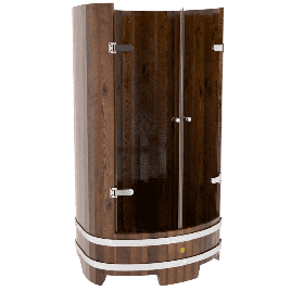 Душевая кабина Bentwood из мореной лиственницы премиум со стеклянными дверцами
