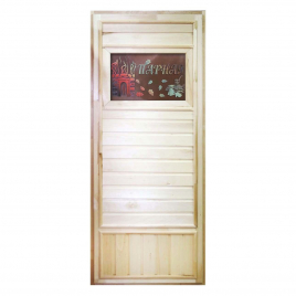 Дверь DoorWood Вагонка эконом 75х185, со стеклом Банька