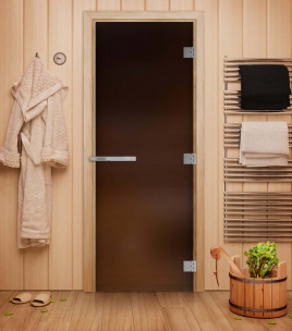 Дверь для сауны DoorWood Эталон, стекло бронза матовая, коробка из лиственных пород, 1900х700 мм.