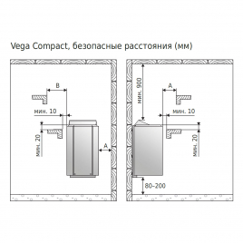 Электрическая печь Harvia Vega Compact BC23 Steel, встроенный пульт в комплекте