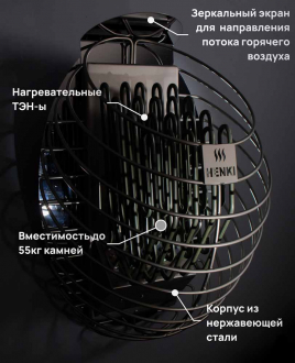 Электрическая печь Henki Nest 4 кВт, черная