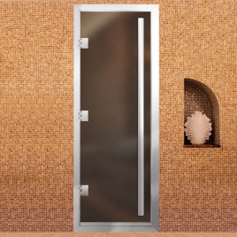 Стеклянные двери АРТА Престиж Бронза матовая с вертикальной ручкой