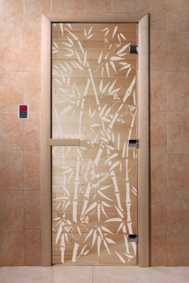 Стеклянные двери DoorWood Бамбук и бабочки прозрачные, коробка ольха