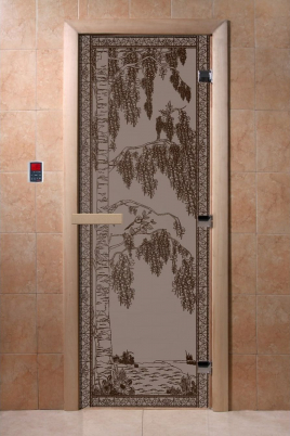 Стеклянная дверь DoorWood Березка черный жемчуг матовая