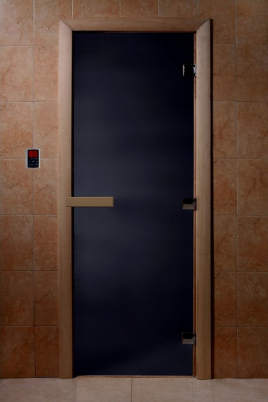 Стеклянная дверь DoorWood Черный жемчуг матовая, коробка ольха
