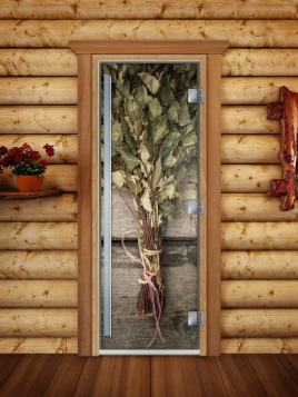 Дверь для сауны DoorWood Престиж А011 с фотопечатью, 70х190, коробка ольха
