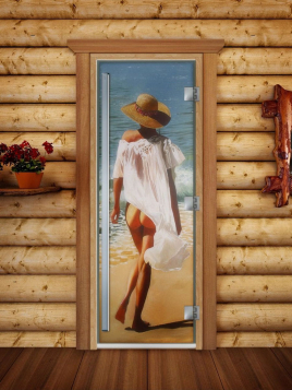 Дверь для сауны DoorWood Престиж А013 с фотопечатью, 70х190, коробка ольха