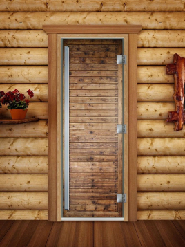Дверь для сауны DoorWood Престиж А020 с фотопечатью, 70х190, коробка ольха