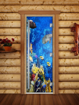 Дверь для сауны DoorWood Престиж А068 с фотопечатью, 70х190, коробка ольха