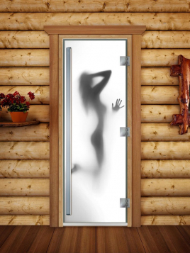 Дверь для сауны DoorWood Престиж А070 с фотопечатью, 70х190, коробка ольха