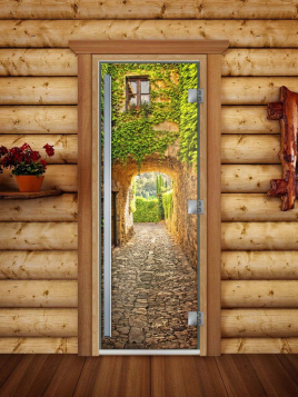 Дверь для сауны DoorWood Престиж А072 с фотопечатью, 70х190, коробка ольха