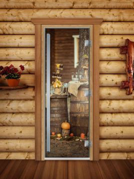 Дверь для сауны DoorWood Престиж А073 с фотопечатью, 70х190, коробка ольха
