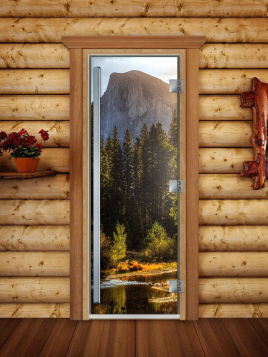 Дверь для сауны DoorWood Престиж А090 с фотопечатью, 70х190, коробка ольха