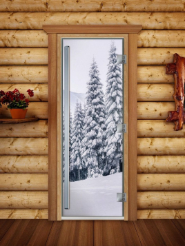 Дверь для сауны DoorWood Престиж А091 с фотопечатью, 70х190, коробка ольха