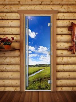 Дверь для сауны DoorWood Престиж А092 с фотопечатью, 70х190, коробка ольха