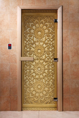 Дверь для сауны DoorWood А021 с фотопечатью, 70х190, коробка ольха