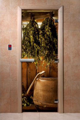 Стеклянные двери DoorWood с фотопечатью А097, коробка ольха