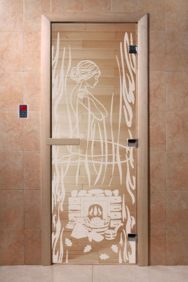 Стеклянная дверь DoorWood Волшебный пар прозрачная, коробка ольха
