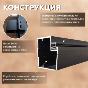 Стеклянные двери АРТА Престиж 60G Бронза матовая с черным профилем