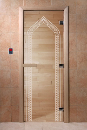 Стеклянные двери DoorWood Арка прозрачная, коробка ольха