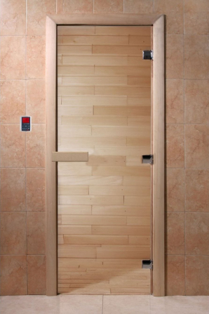 Стеклянная дверь DoorWood Прозрачная, коробка ольха