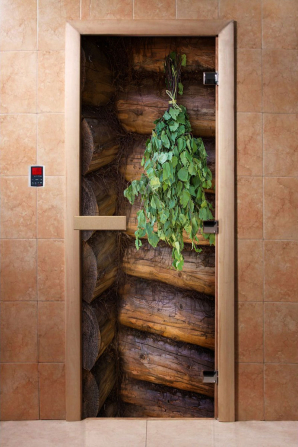 Стеклянные двери DoorWood с фотопечатью А007, коробка ольха